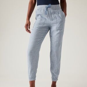 Athleta Linen Retreat Jogger Pant Chambray Blue Women’s 4